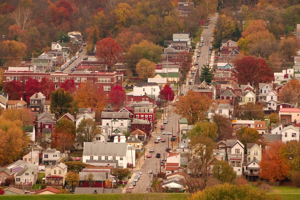 Small Towns — small American town with autumn foliage